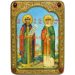 Рукописная икона Пётр и Февронья