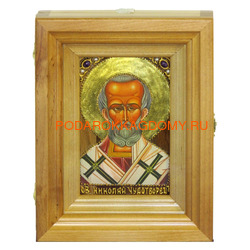 Икона Николай Чудотворец с сусальным золотом
