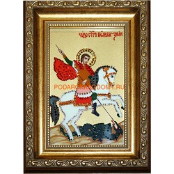 Икона Георгий Победоносец с кристаллами Сваровски