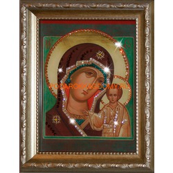 Казанская икона Божьей Матери с кристаллами Сваровски
