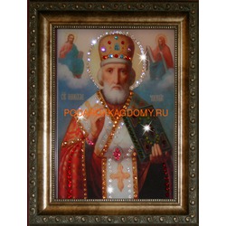 Икона Николай Чудотворец с кристаллами Сваровски