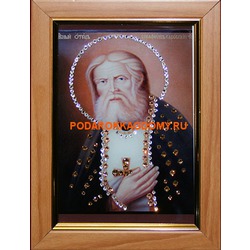 Икона Серафим Саровский с кристаллами Сваровски