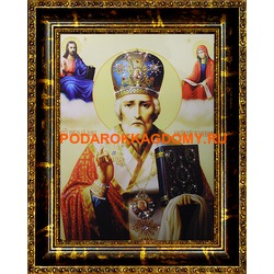 Икона Николай Чудотворец с кристаллами Сваровски